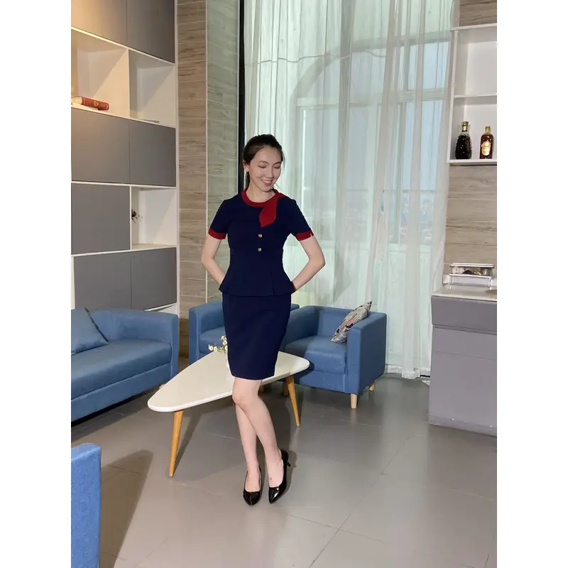 BD-MO-103  Model display, design stitching, contrast color, soft and wrinkle-resistant, front desk uniform manufacturer