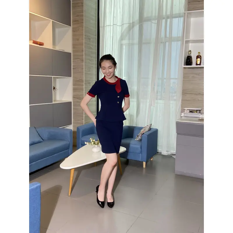 BD-MO-103  Model display, design stitching, contrast color, soft and wrinkle-resistant, front desk uniform manufacturer