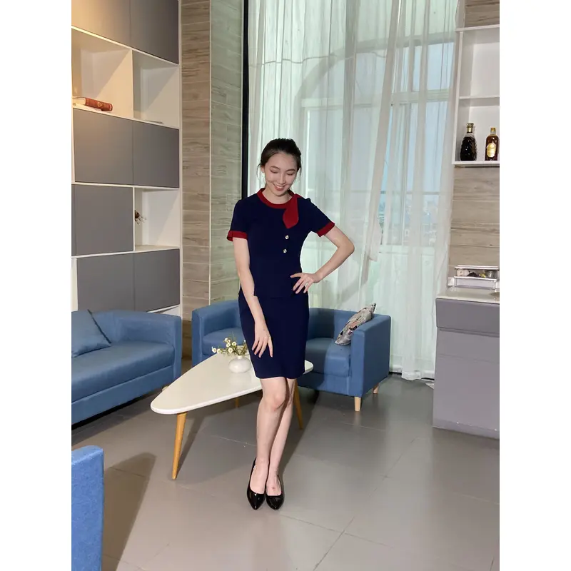 BD-MO-103  Model display, design stitching, contrast color, soft and wrinkle-resistant, front desk uniform manufacturer