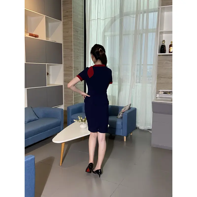 BD-MO-103  Model display, design stitching, contrast color, soft and wrinkle-resistant, front desk uniform manufacturer