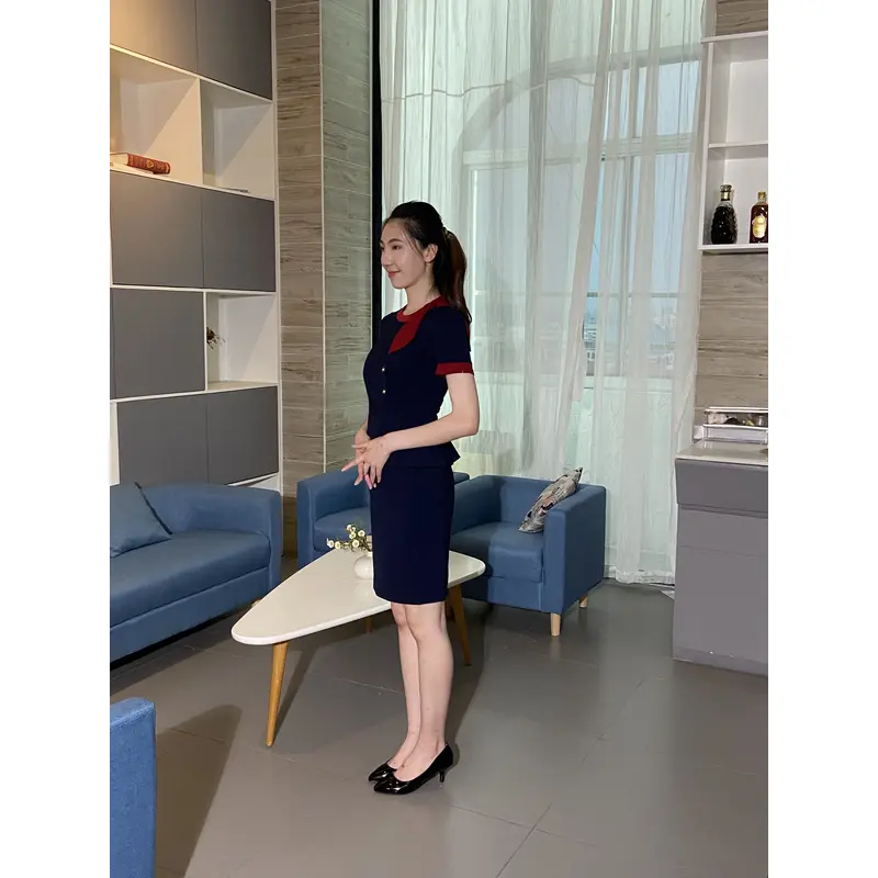 BD-MO-103  Model display, design stitching, contrast color, soft and wrinkle-resistant, front desk uniform manufacturer