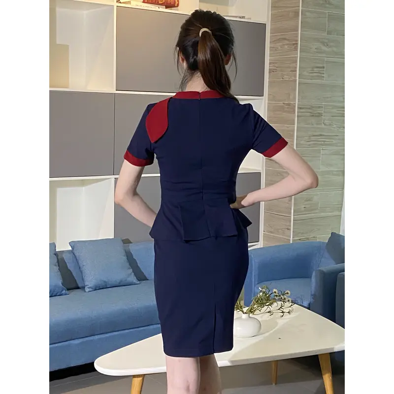 BD-MO-103  Model display, design stitching, contrast color, soft and wrinkle-resistant, front desk uniform manufacturer