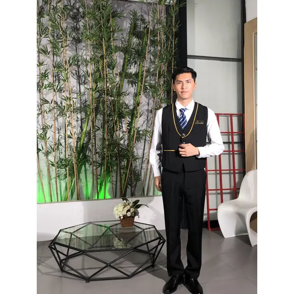 BD-MO-107 Order online reception uniforms, model display, design uniforms, soft and anti-wrinkle, reception uniform suppliers