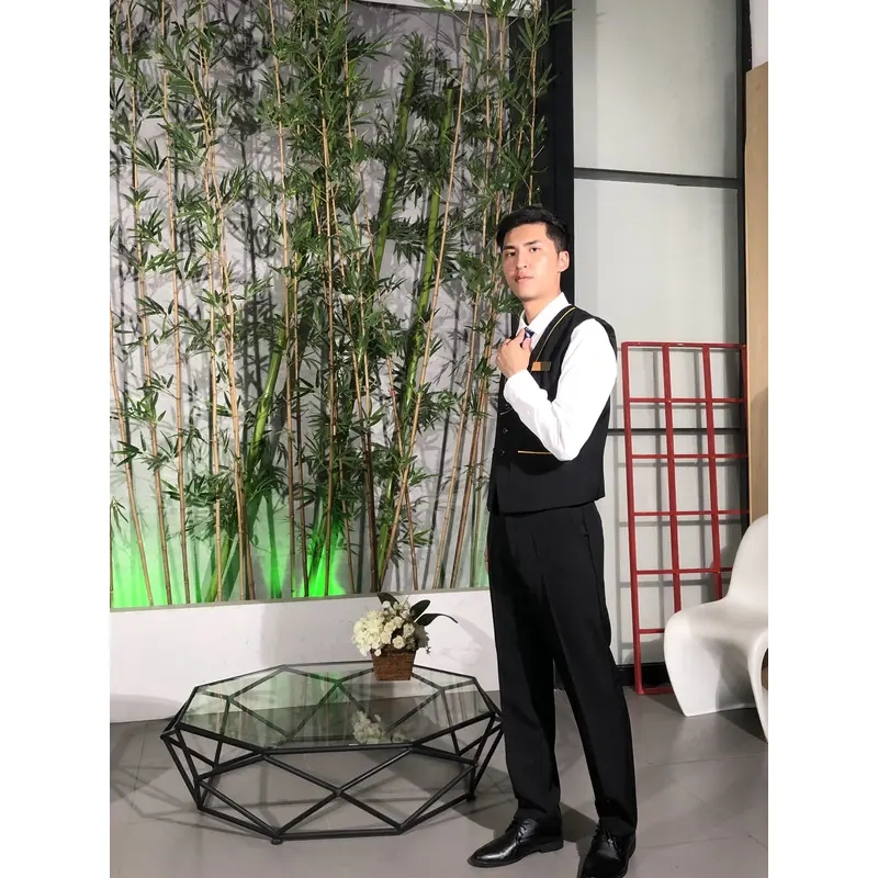 BD-MO-107 Order online reception uniforms, model display, design uniforms, soft and anti-wrinkle, reception uniform suppliers