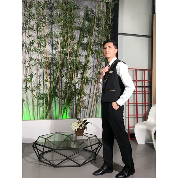 BD-MO-107 Order online reception uniforms, model display, design uniforms, soft and anti-wrinkle, reception uniform suppliers