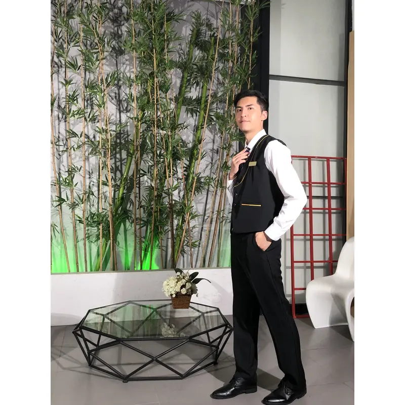BD-MO-107 Order online reception uniforms, model display, design uniforms, soft and anti-wrinkle, reception uniform suppliers