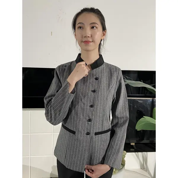 BD-MO-035  Design fashionable horizontal stripes housekeeping uniform