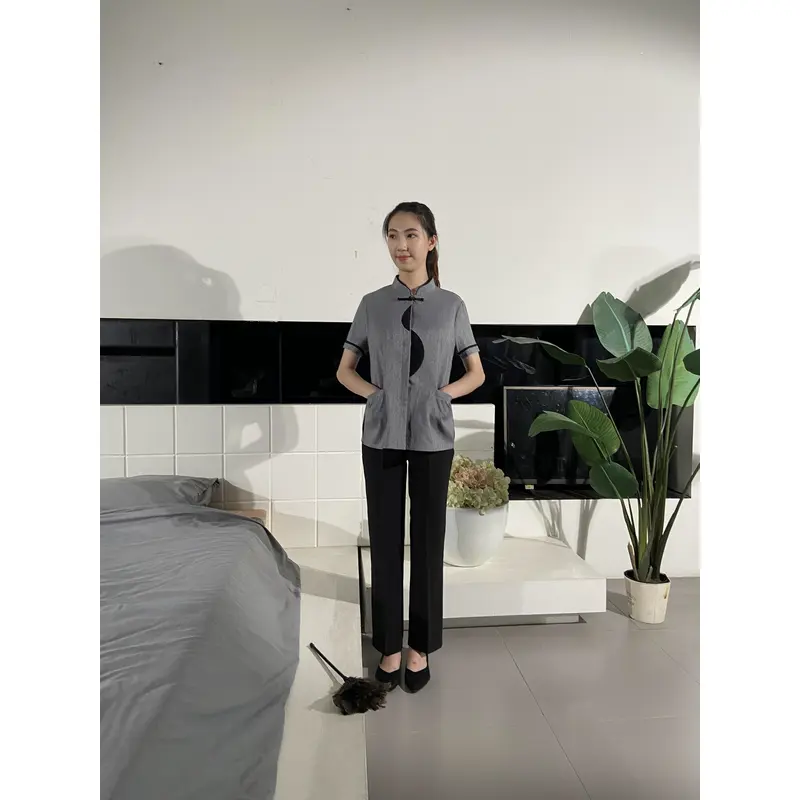 BD-MO-036  Order short-sleeved housekeeping uniforms, real people try on housekeeping uniforms factory