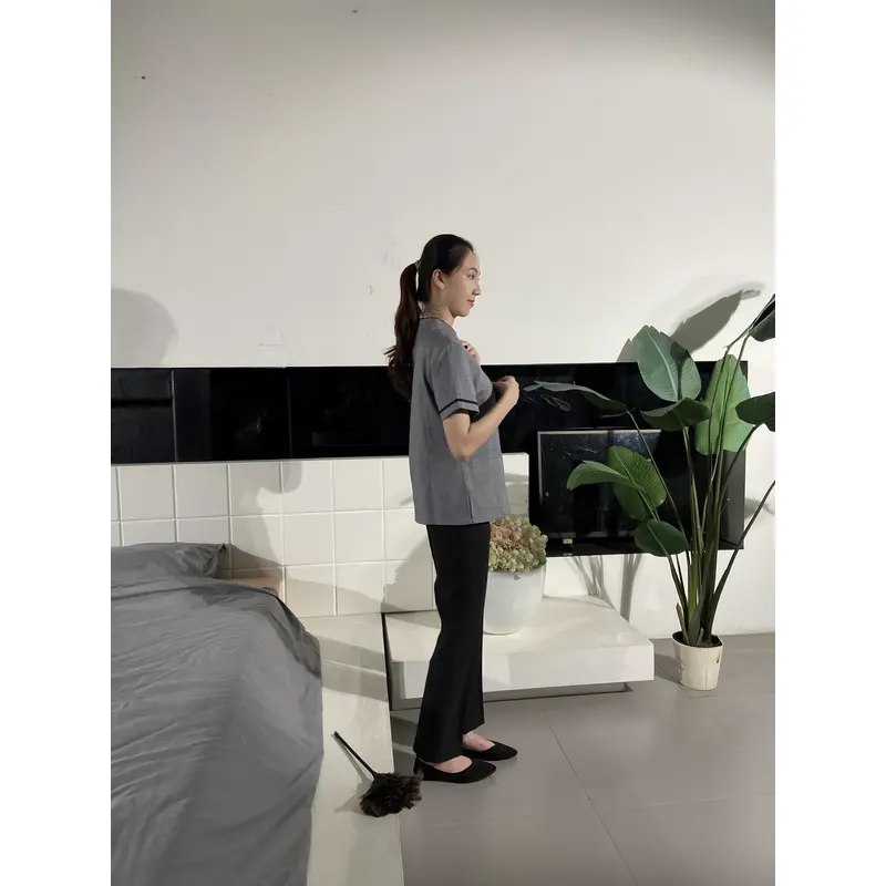 BD-MO-036  Order short-sleeved housekeeping uniforms, real people try on housekeeping uniforms factory