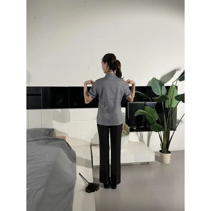 BD-MO-036  Order short-sleeved housekeeping uniforms, real people try on housekeeping uniforms factory