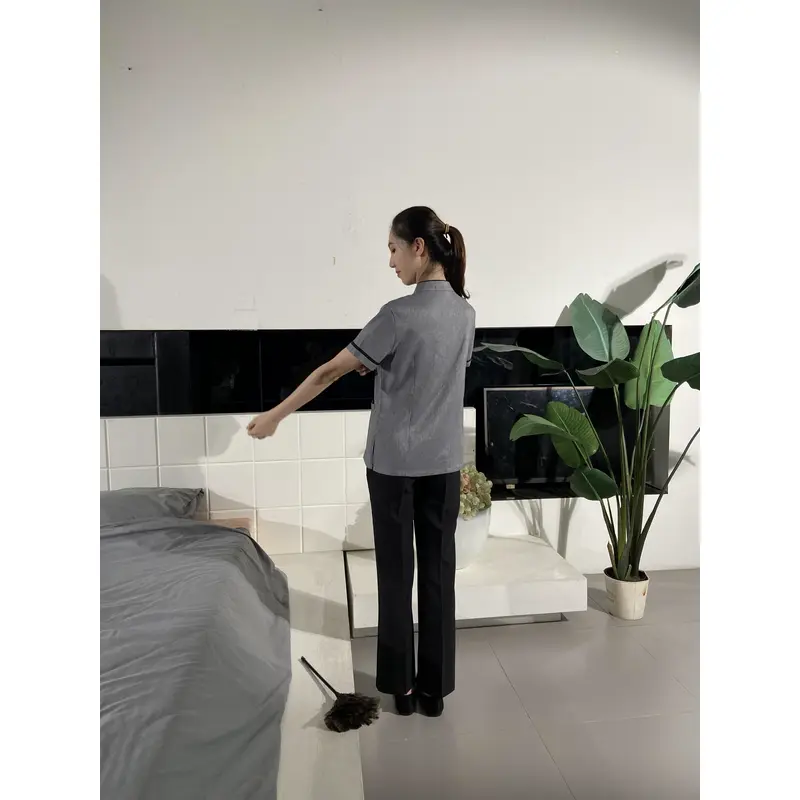 BD-MO-036  Order short-sleeved housekeeping uniforms, real people try on housekeeping uniforms factory
