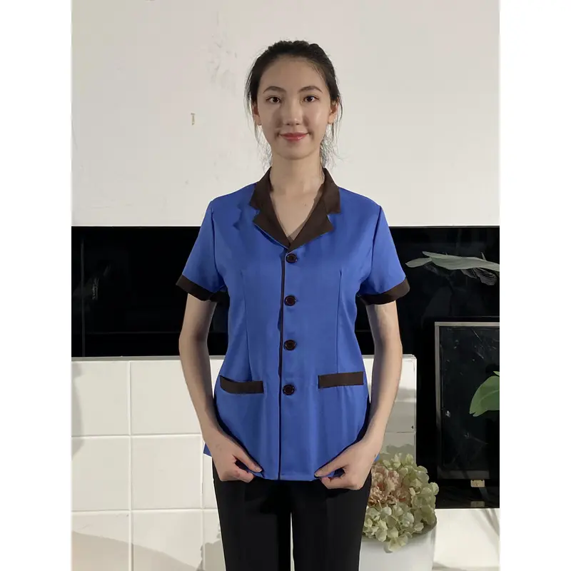 BD-MO-037  Pocket design, comfortable and breathable, self-cultivation, anti-wrinkle and non-iron, real-life try-on, model demonstration, housekeeping uniform factory