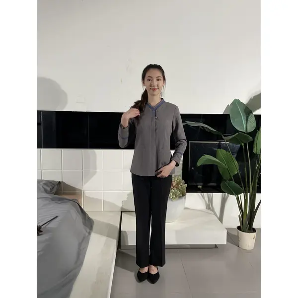 BD-MO-038  Pocket design, self-cultivation, comfortable and breathable, real-life try-on, model demonstration, housekeeping uniform design company