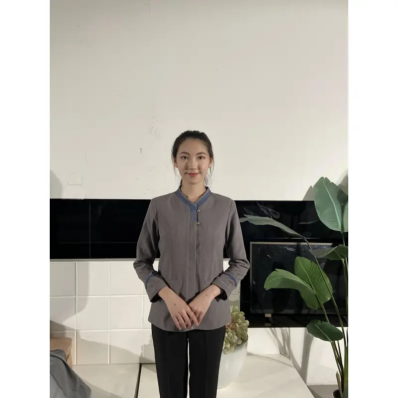 BD-MO-038  Pocket design, self-cultivation, comfortable and breathable, real-life try-on, model demonstration, housekeeping uniform design company