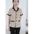 BD-MO-040 Design Western-collar Contrast-Collar Housekeeping Uniforms Order 5 Button Housekeeping Uniforms