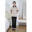 BD-MO-044  Order Polo collar housekeeping uniform, design contrast collar and contrast sleeves