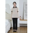 BD-MO-044  Order Polo collar housekeeping uniform, design contrast collar and contrast sleeves