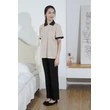 BD-MO-044  Order Polo collar housekeeping uniform, design contrast collar and contrast sleeves