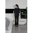 BD-MO-046  Design small stand-up collar housekeeping uniform Order linen striped housekeeping uniform 