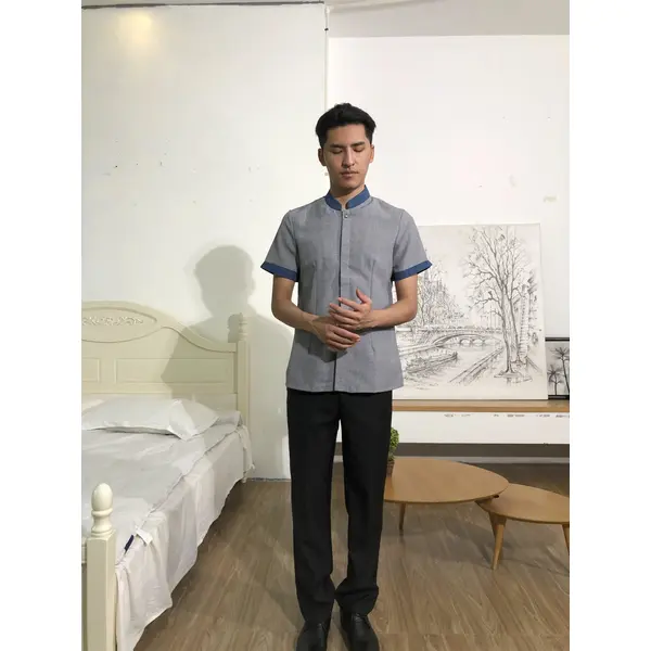 BD-MO-145  Design long sleeve stand collar with two buttons, lining design, pocket design, cuff design