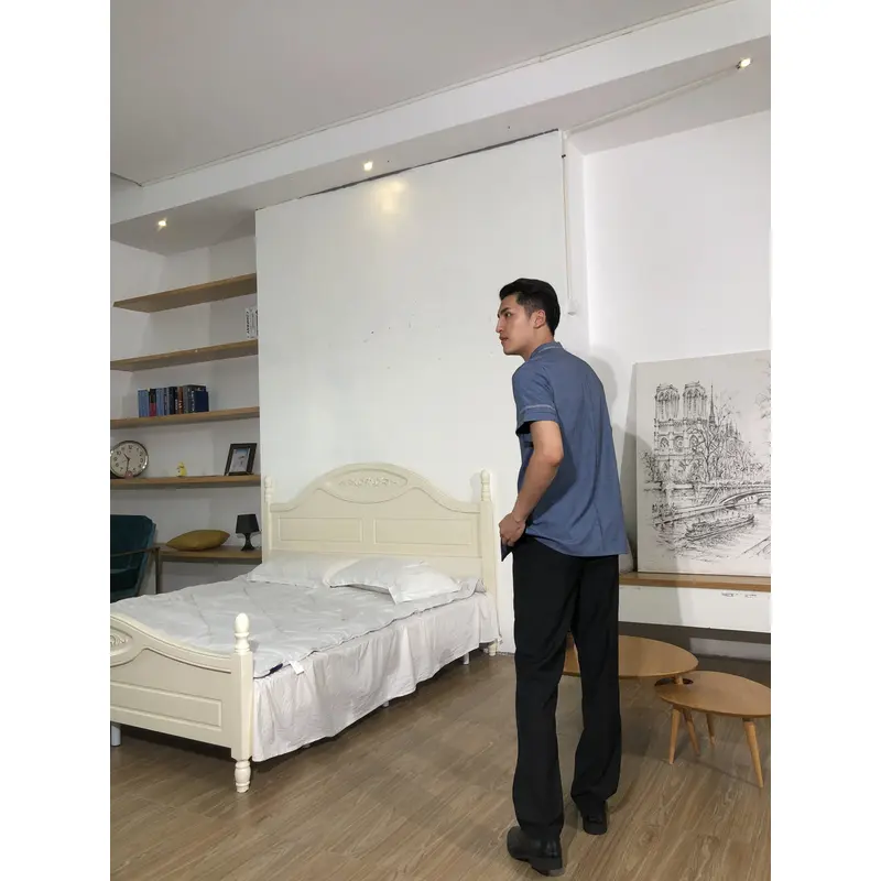 BD-MO-148  Order Chinese stand-up collar housekeeping uniform, cuff slit design, invisible button design