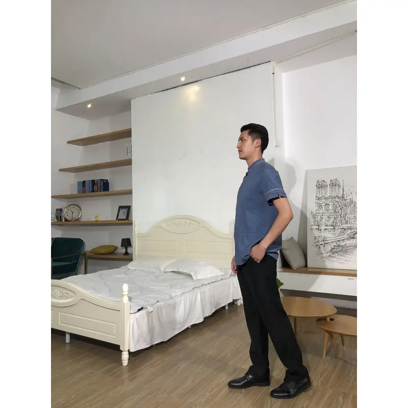 BD-MO-148  Order Chinese stand-up collar housekeeping uniform, cuff slit design, invisible button design