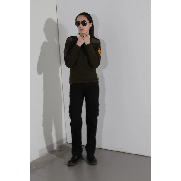 BD-MO-013 Customized Security Sweater Uniform Model Demonstration Real Person Trying On Custom Style