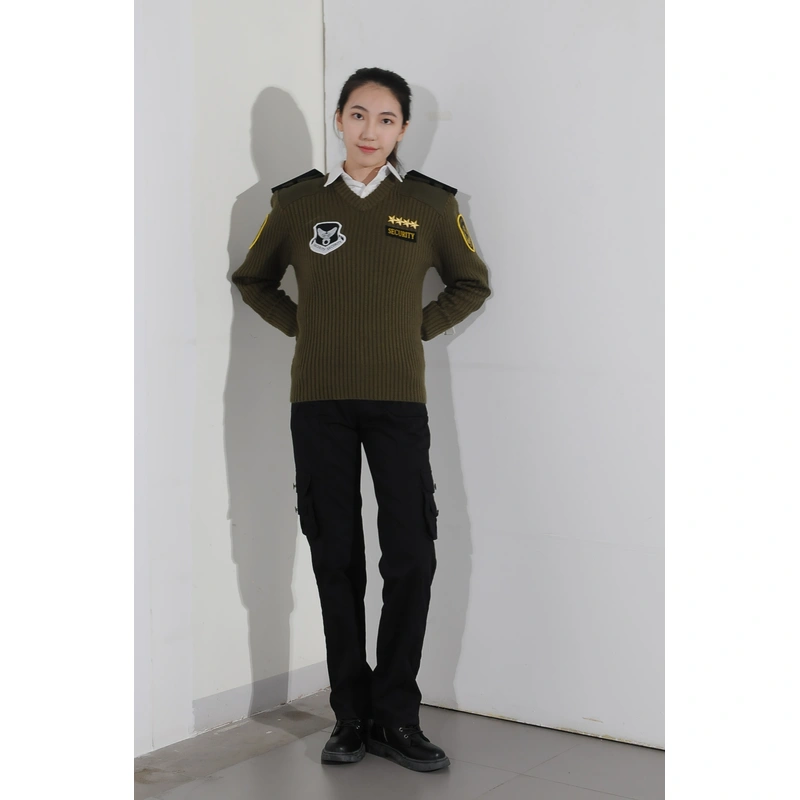 BD-MO-015  Custom-made military green security sweater uniforms, real people try on models show