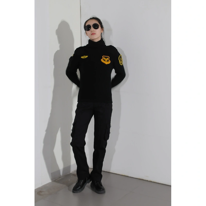 BD-MO-016  Custom-made high-neck security sweater uniforms, real people try on models show 