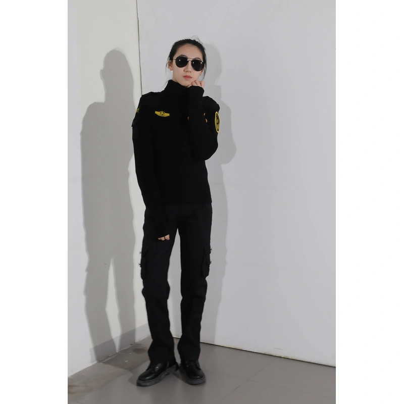 BD-MO-016  Custom-made high-neck security sweater uniforms, real people try on models show 