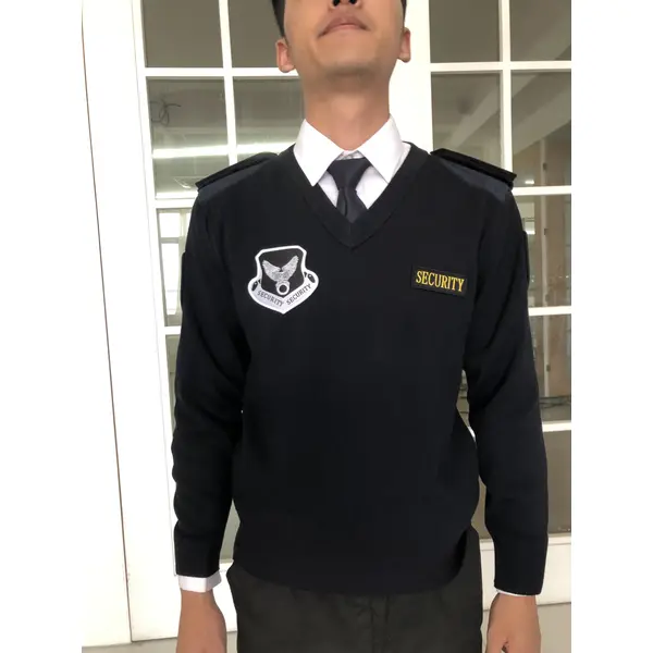 BD-MO-019  Custom-made fashion men's security uniforms, design shoulder straps, badges, real people try on