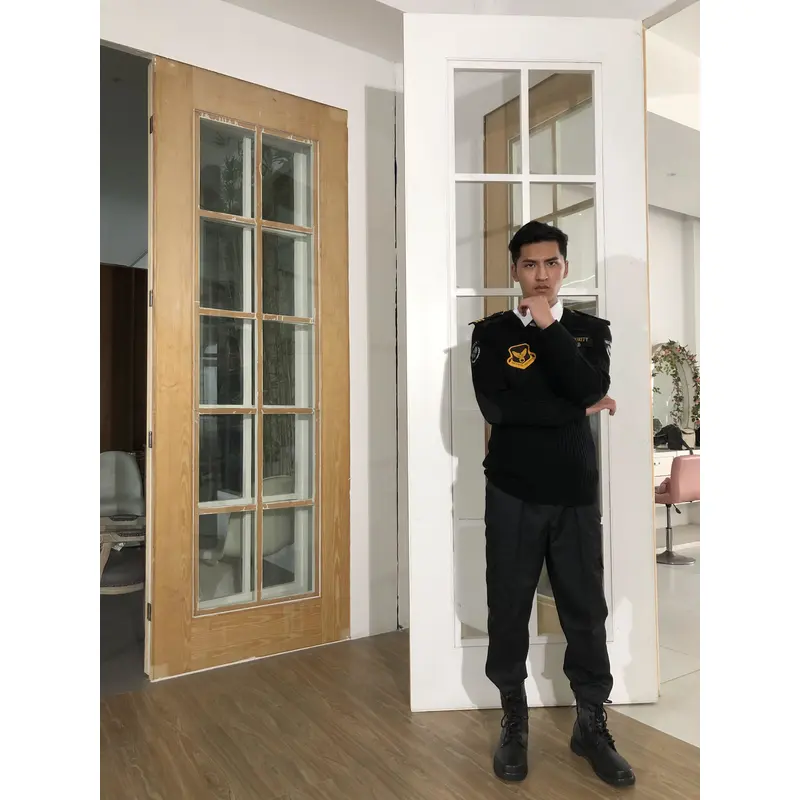 bd-mo-017 定做安防行業製服設計肩帶臂章，左上胸口袋，真人試穿 