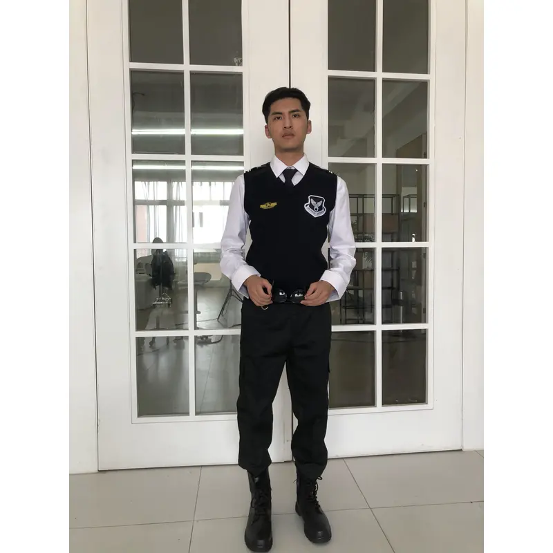 BD-MO-018 Design shoulder straps and epaulettes security sweater uniforms Custom-made men's fashion security sweater uniforms