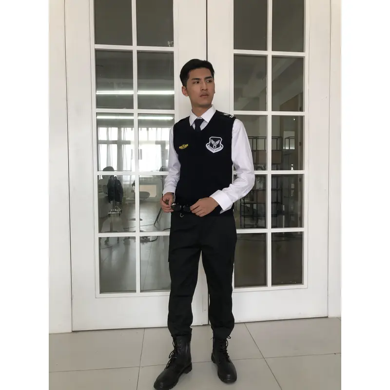 BD-MO-018 Design shoulder straps and epaulettes security sweater uniforms Custom-made men's fashion security sweater uniforms