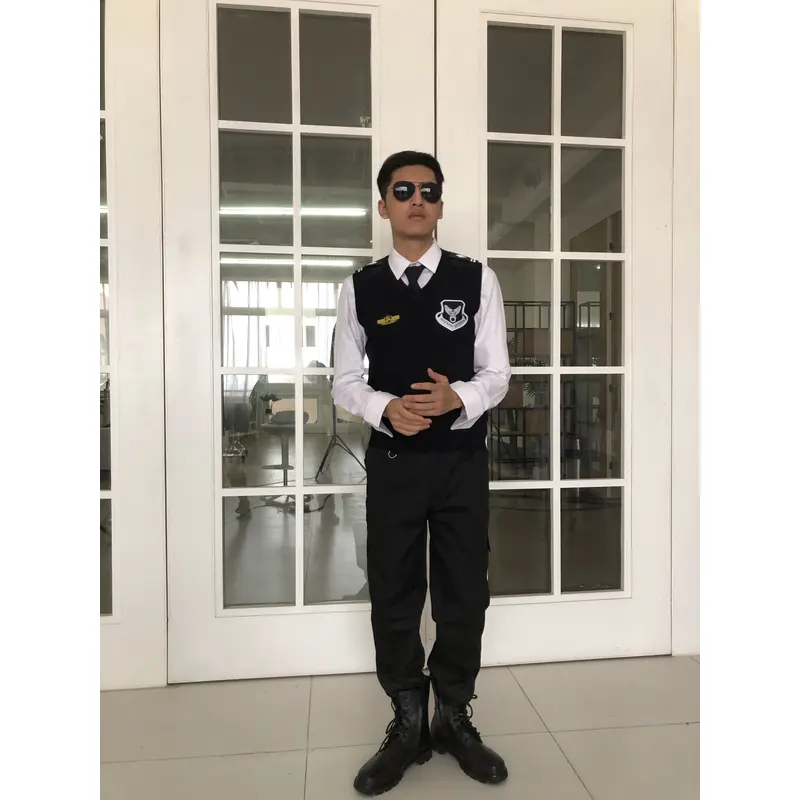 BD-MO-018 Design shoulder straps and epaulettes security sweater uniforms Custom-made men's fashion security sweater uniforms