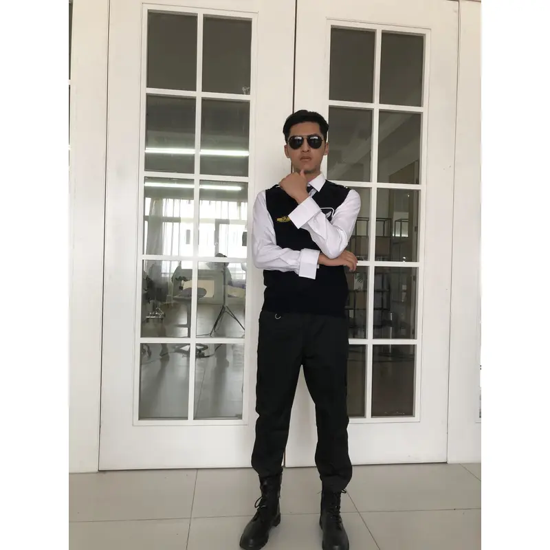 BD-MO-018 Design shoulder straps and epaulettes security sweater uniforms Custom-made men's fashion security sweater uniforms