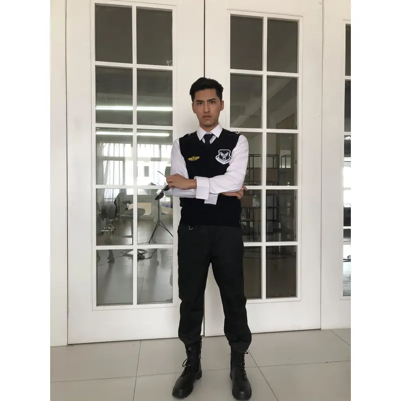 BD-MO-018 Design shoulder straps and epaulettes security sweater uniforms Custom-made men's fashion security sweater uniforms