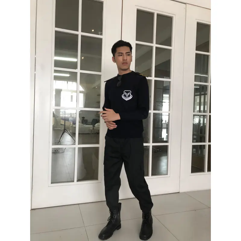 BD-MO-022 Professional ordering security sweater design fashion black round neck sweater sweater manufacturer