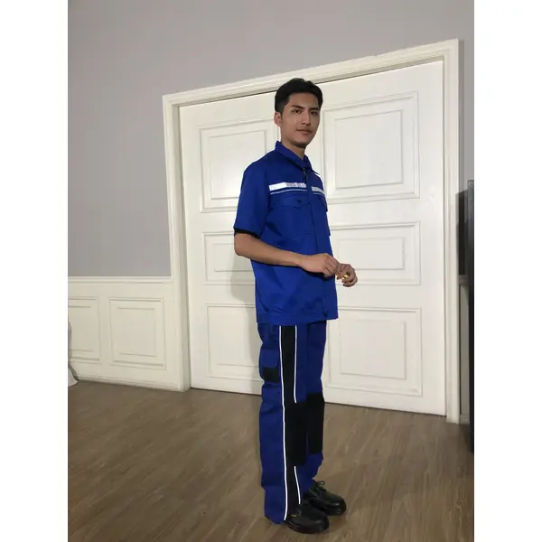 bd-mo-051 定製酒店維修制服現場表演翻領工裝拼接褲 