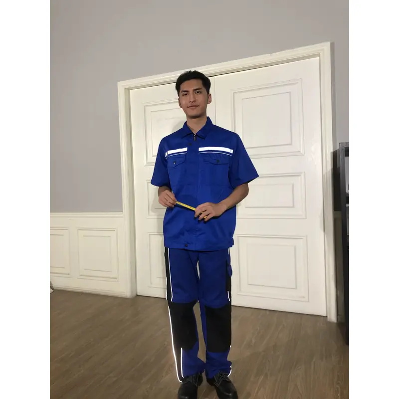 bd-mo-051 定製酒店維修制服現場表演翻領工裝拼接褲 