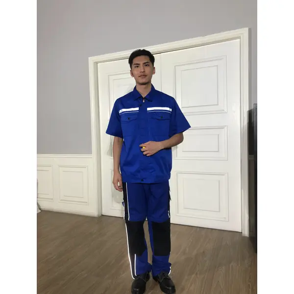 bd-mo-051 定製酒店維修制服現場表演翻領工裝拼接褲 