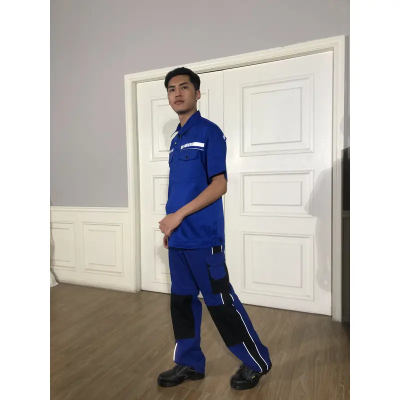 bd-mo-051 定製酒店維修制服現場表演翻領工裝拼接褲 