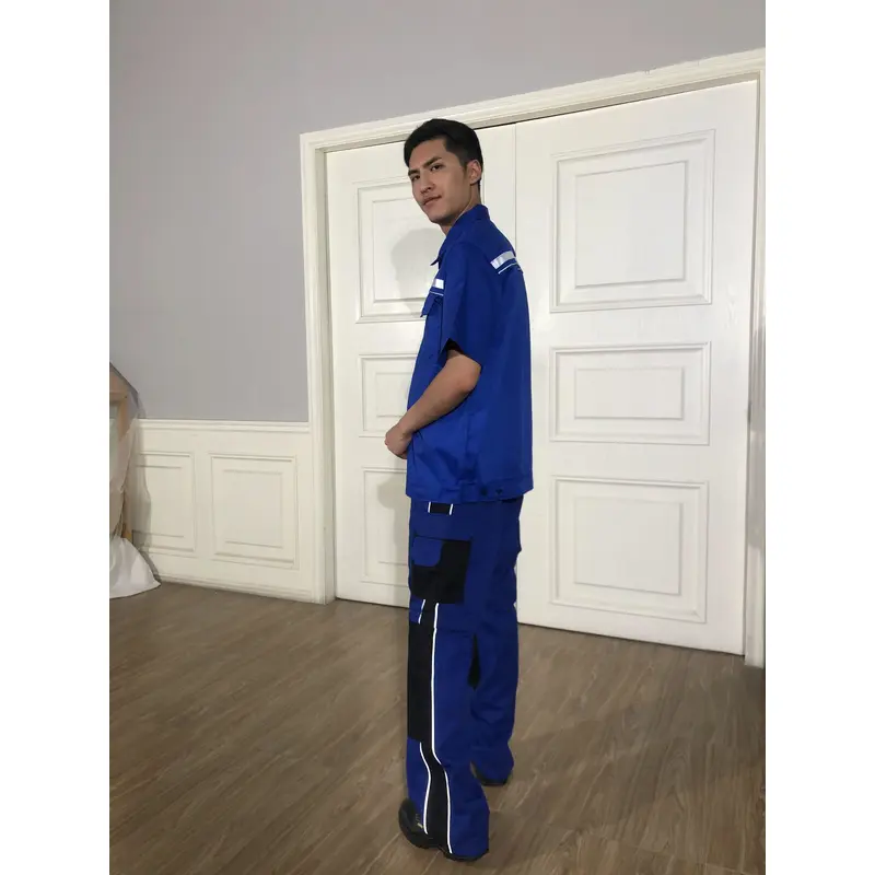 bd-mo-051 定製酒店維修制服現場表演翻領工裝拼接褲 