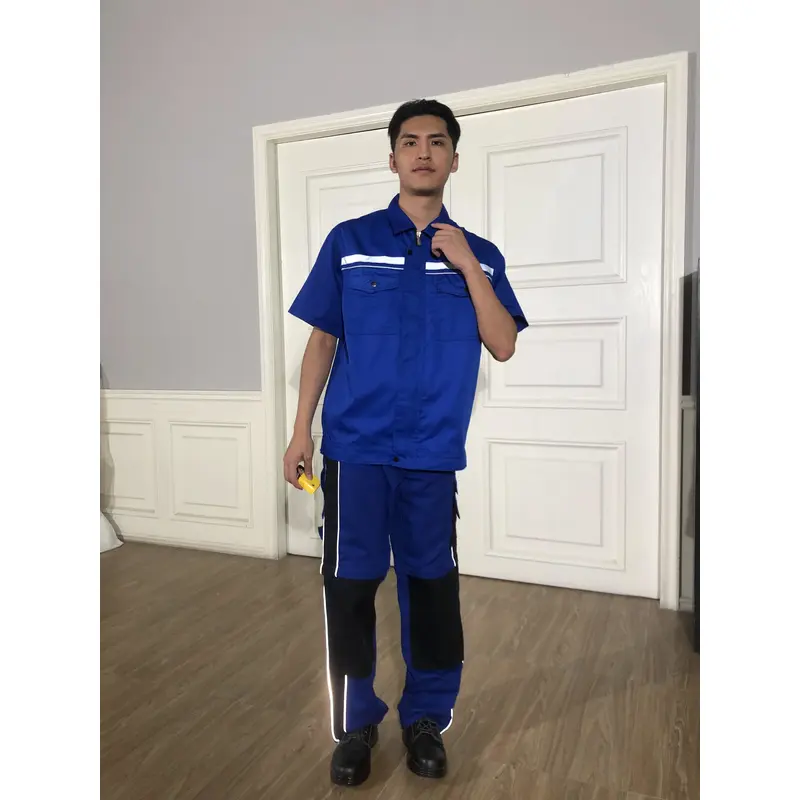 bd-mo-051 定製酒店維修制服現場表演翻領工裝拼接褲 