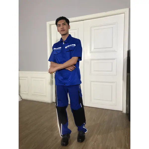 bd-mo-051 定製酒店維修制服現場表演翻領工裝拼接褲 