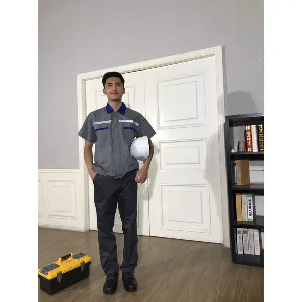 bd-mo-053 定製酒店維修制服現場表演藍色翻領酒店維修制服供應商 