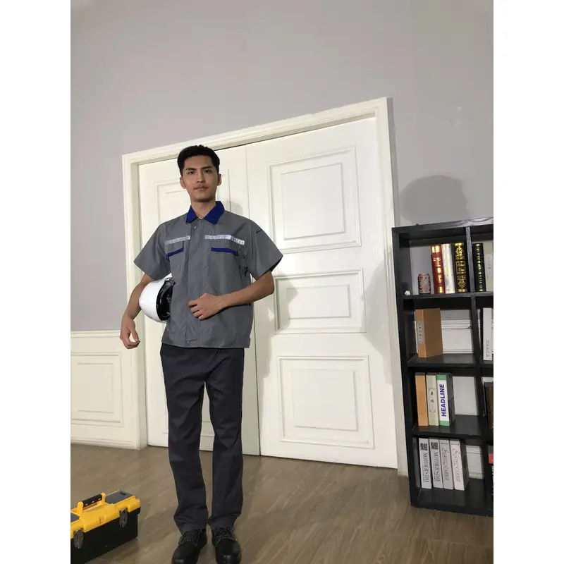 bd-mo-053 定製酒店維修制服現場表演藍色翻領酒店維修制服供應商 