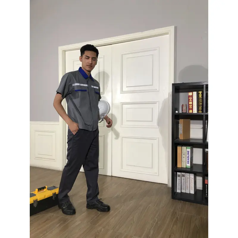 bd-mo-053 定製酒店維修制服現場表演藍色翻領酒店維修制服供應商 