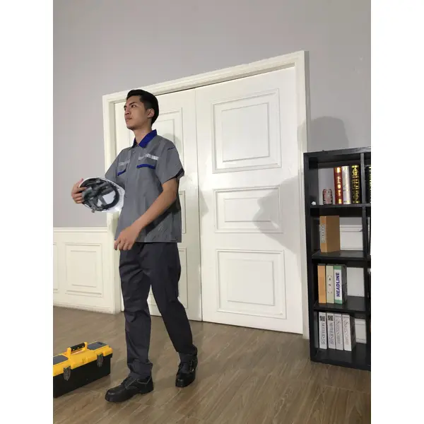 bd-mo-053 定製酒店維修制服現場表演藍色翻領酒店維修制服供應商 