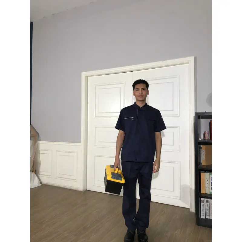 bd-mo-054定做酒店維修制服模型展示胸拉鍊口袋酒店維修制服店 